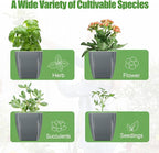 4 Pack Self Watering Pots 4-inch Decorative Flower Planters for Indoor Plants Modern Square planters for Small Plants Window Sill Planters for Succulents, African Violets, Herbs(Sliver Black)