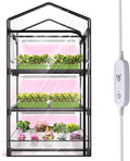 indoor greenhouse with grow light, 3-tier plant shelf, main product view
