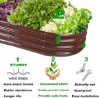 Raised Garden Bed Galvanized Planter Box Outdoor, Rot-Resistant Metal Garden Bed Planter for Vegetables Flower Herb (2- Brown)