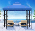 10x10 Canopy Replacement Top Double Tiered Gazebo Cover for Yard, Patio & Garden Durable Sunshade Replacement (Blue with lace)