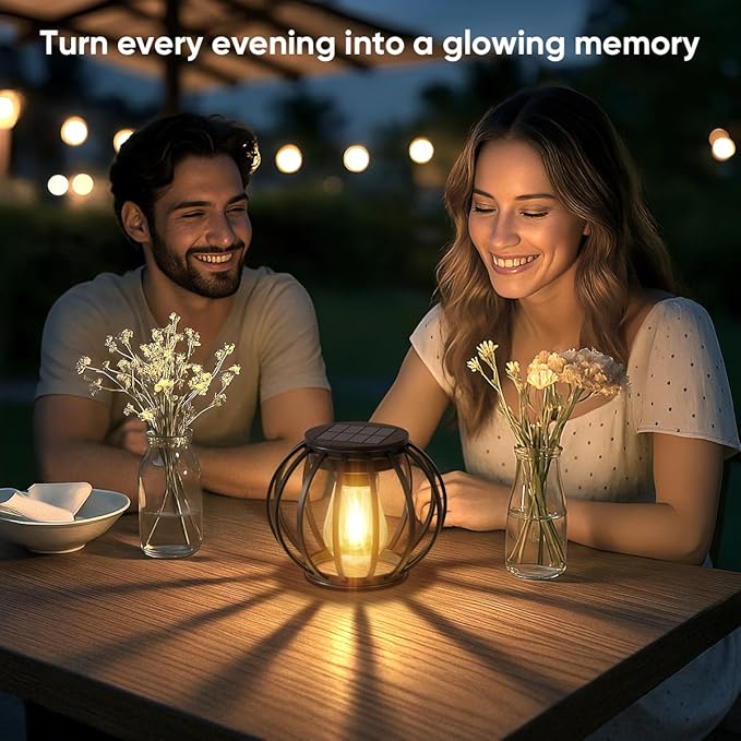 Solar Lanterns Lights Waterproof: 4 Pack Metal Hanging Outdoor Lights for Garden Yard Patio - Warm LED Tabletop Pathway Tree Decor - Birthday Spring Gifts for Women Mom 2026