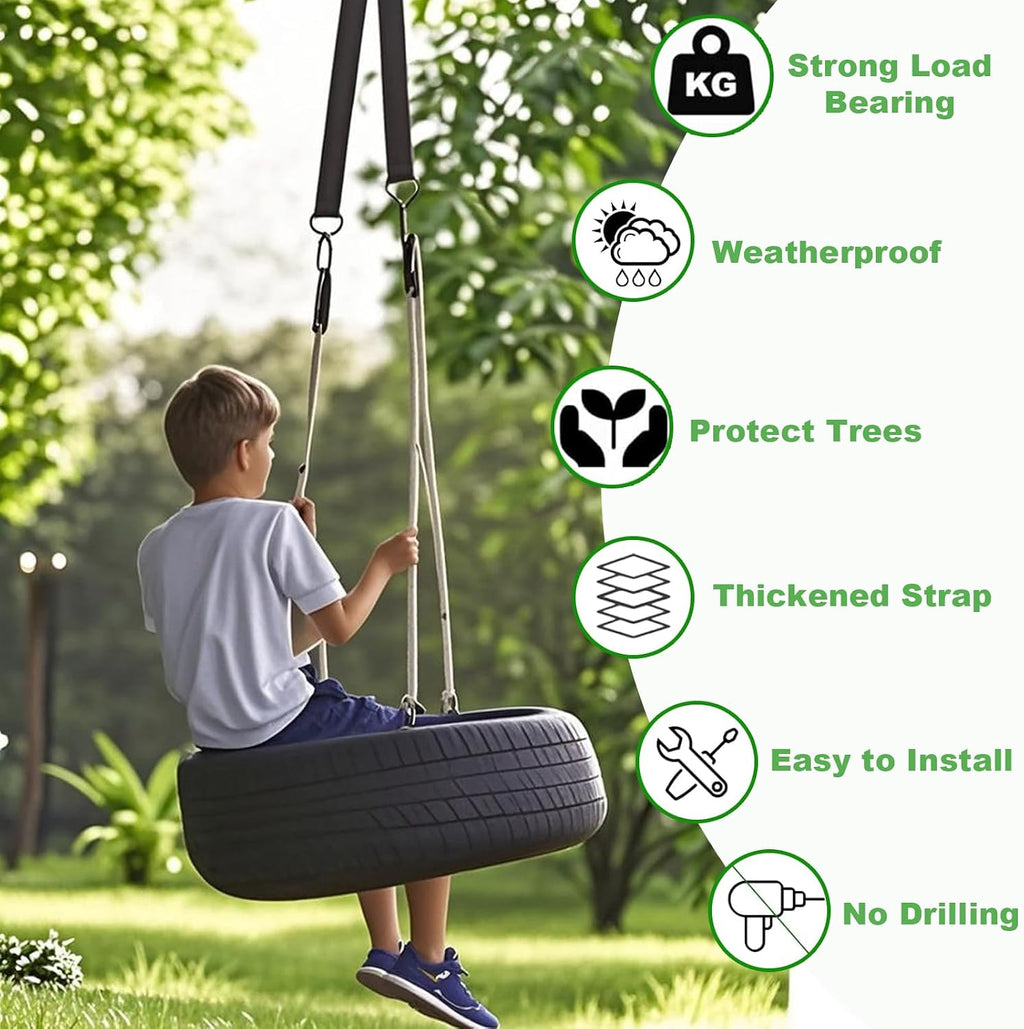 Tree Swing Hammock Straps Kit 3FT, Strong & Durable Tree Swing Straps Hanging Kit with Tree Protector, Safer Lock Snap Carabiner Hooks, Holds Up to 5000 lbs, Safer & Easy Installation for Baby Adults