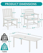 SERWALL 9-Piece Outdoor Dining Set, 60" - 83" Expandable Outdoor Dining Table and 8 HDPE Chairs, All Weather HDPE Outdoor Furniture Set for Backyard, Garden, White