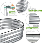 SnugNiture Galvanized Raised Garden Bed, 4x2x1ft Oval Metal Planter Box for Planting Outdoor Plants Vegetables