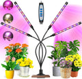 Grow Lights for Indoor Plants, Full Spectrum with Clip, 4 Head | 6000K Plant Light, Timer 6/12/16Hrs, 3 Spectrums, 5 Dimmable Levels, Flexible Gooseneck