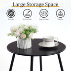 HollyHOME Round Metal Side Table, Rust-Resistant Patio Small Plant Stand, Outdoor 17.32'' Portable End Table for Balconies, Gardens, Living Rooms and Bedrooms, Black