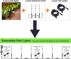 3 Pack Extension Lamps Landscape Path Lights, Without Transformer, IP65 Waterproof Garden Lights for Yard, Pathway, Walkway (Cool White)