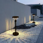solar floor lamp for patio waterproof ip44,outdoor usb, front angle view
