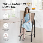 HOMREST Outdoor Bar Height Stools Set of 6,Stackable Patio Chairs with Armrests, High Back Textilene Chairs with Breathable Fabric & Metal Frame for All Weather,Brown