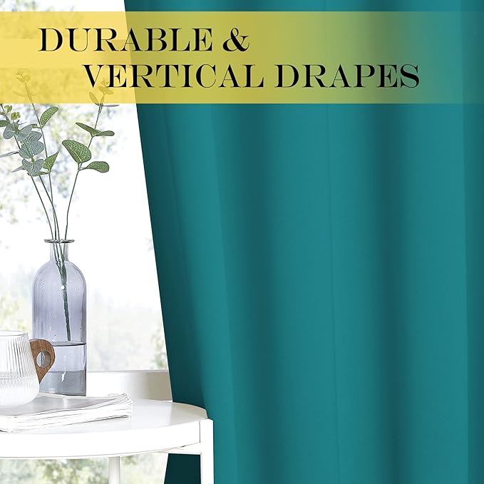 NICETOWN Room Divider Curtain 132 Inches Long, Wide Blackout Sliding Door Curtain for Bedroom, Room Darkening Privacy Window Curtain for Patio Door (1 Panel Set, Peacock Teal, 80 x 132 Inch)