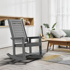 GREENVINES Outdoor Rocking Chairs | Set of 4 | Porch Rocker | HDPE Plastic | Grey | Oversized Rockers | High Back | Big & Tall | Ladder Back | for Patio Outside Backyard Balcony Garden