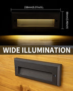 orb 9 in aluminum low voltage step lights showing dimensions