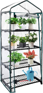 4 tier mini indoor greenhouse upgraded with shelf, main product view