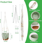 Hanging Planters for Indoor Outdoor Plants, 2 Pack Self Watering Hanging Pots, Hanging Plant Baskets with Drainage Holes & 2 Types of Plant Hangers (Green, 6'')