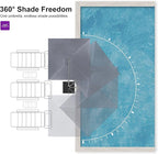 PURPLE LEAF Patio Umbrella 9' X 9' Rectangle Cantilever Umbrella Large Aluminum Outdoor Umbrellas with 360-degree Rotation & UPF40+ Premium Fabric for Deck Pool Garden Yard, Mist Grey