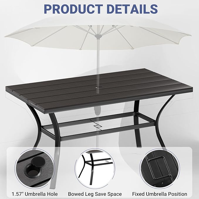 LEVELEVE 7 Piece Outdoor Patio Dining Set with 6 Swivel Dining Chairs & 1 Large Round Dining Table,Bistro Furniture Set for Lawn, Garden, Deck, Backyard and Porch