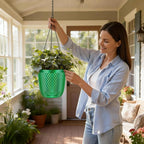 QCQHDU Self Watering Hanging Pots, 2 Pack 5.7 Inch Hanging Planters for Plants Indoor, Outdoor Flower Pots with Drainage Holes and 3 Hooks Chains for Garden Home (Emerald)