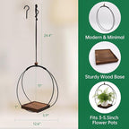 2 Pack Hanging Planter for Indoor Plants, Black Plant Hanger with Sturdy Wood Base, Modern Boho Macrame Hanger, Wall Ceiling Window Planter (Plants/Pots Not Included)