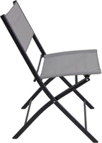 2-Piece Folding Bistro Sling Chairs, Portable Outdoor Patio Dining Set, Gray, No Assembly