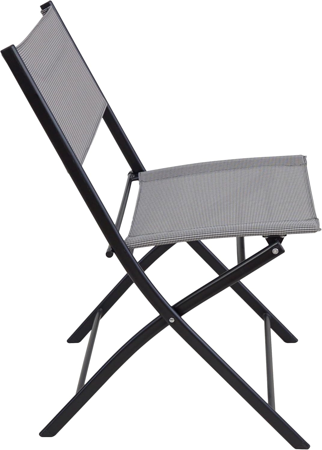 2-Piece Folding Bistro Sling Chairs, Portable Outdoor Patio Dining Set, Gray, No Assembly