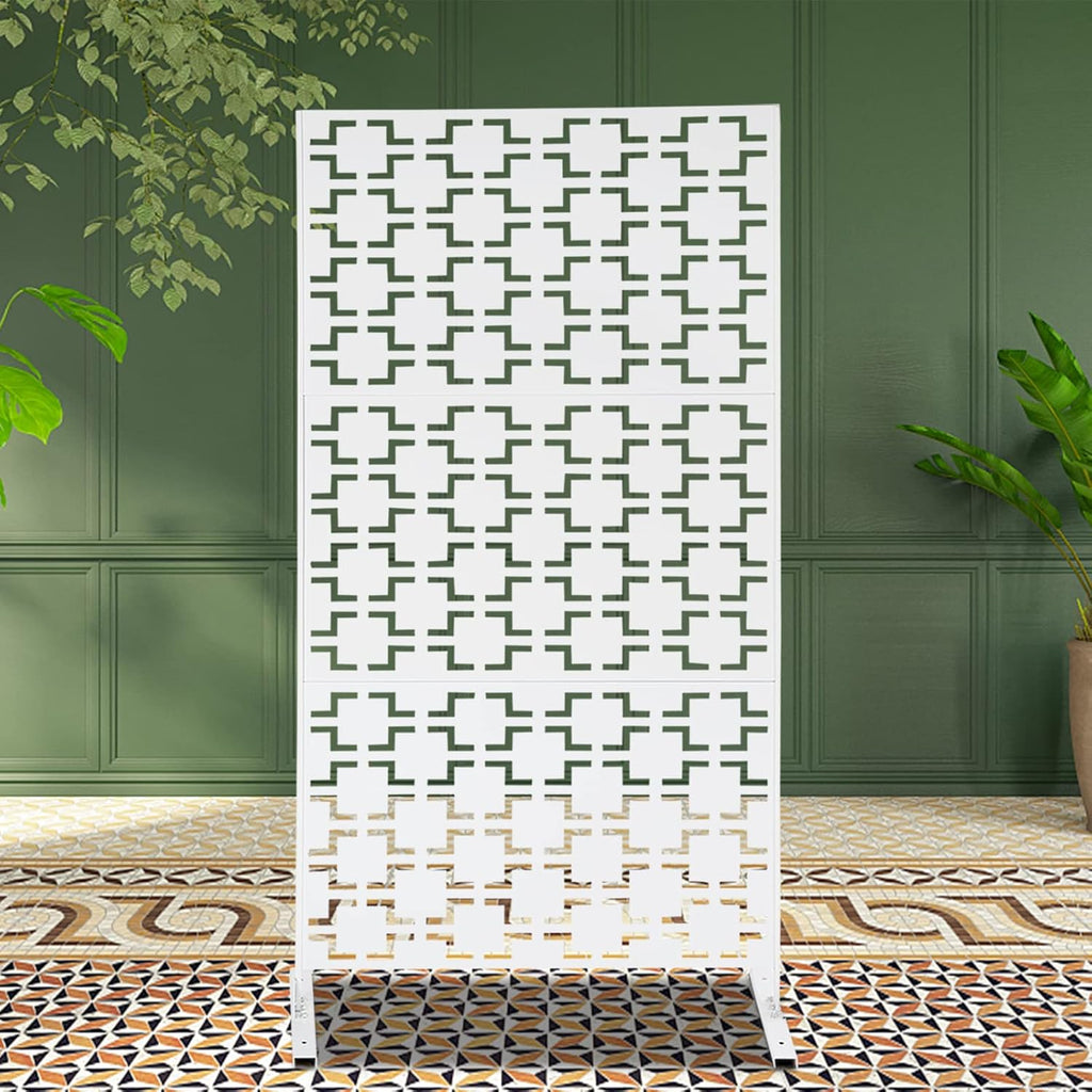 74.8" metal privacy screen outdoor freestanding with stand, main product view
