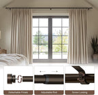 2 Pack Antique Brown Bronze Curtain Rods for Windows 72 to 144 Inches Adjustable Heavy Duty 1" Diameter Window Curtain Rod with Finials for Outdoor Farmhouse Bedroom Kitchen Living Room