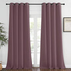 NICETOWN Blackout Window Curtain 90 inch Length - Room Darkening Thermal Insulated Grommet Large Window Treatment Light Blocking for Bedroom/Doorway (Dry Rose, 1 Panel, W52 x L90)