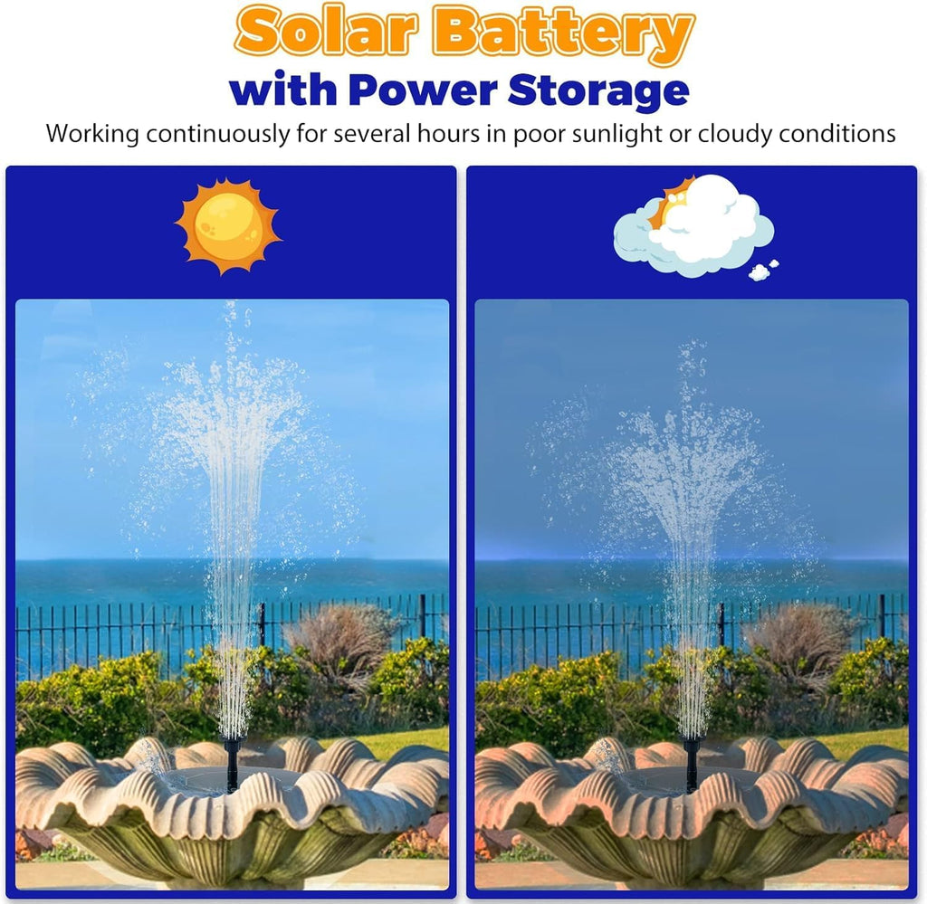 Solar Fountain Pump, 2026 Updated 2.5W Solar Powered Water Fountain with 6 Replacement Nozzles, Floating Solar Fountain for Bird Bath, Pond, Pool, Garden and Backyard