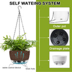 sungmor self watering hanging planter for indoor plants, close-up detail
