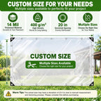 clear tarp 7x8 ft, 14 mil heavy duty shown in use