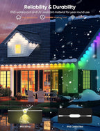APPECK Permanent Outdoor Lights 50ft with 36 RGBW LEDs, 111 Scene Modes, Eaves Lights with 40lm Warm White, for Daily Holiday House Decor, App/Voice/Remote Control, White