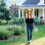 LimeHill Solar Wind Spinners Outdoor, Metal Large Wind Spinner with Stake, Garden Spinner Windmill for Yard, Gift for Family Friends (22" W x 87" H)