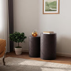 COSIEST Concrete Side Table, Set of 2 Round Outdoor Side Tables, Decorative Garden Stools for Indoor Outdoor, Accent Table Patio Side Table End Table w Spotted, Nesting, Brown