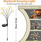 Solar Garden Lights 4 Pack Waterproof Solar Swaying Starburst Light Outdoor Lights for Yard Patio Walkway Pathway Party Wedding Christmas Decoration, Warm White