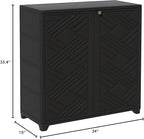 ADDOK Indoor Outdoor Plastic Storage Cabinet 34"x15"x34", Outdoor Storage Shed for Living Room, Hallway, Balcony, Garage, Garden, Backyard-Black（W/O Shelf）