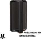 Blackstone 5553 Pre-Seasoned Cast Iron Griddle Press, 10" x 5.5", Black | Medium Heavy Duty, Heat Resistant Rubber Handle, Rectangle, For Meat, Burger, Bacon, Steak, Panini, Sandwich, Sausage