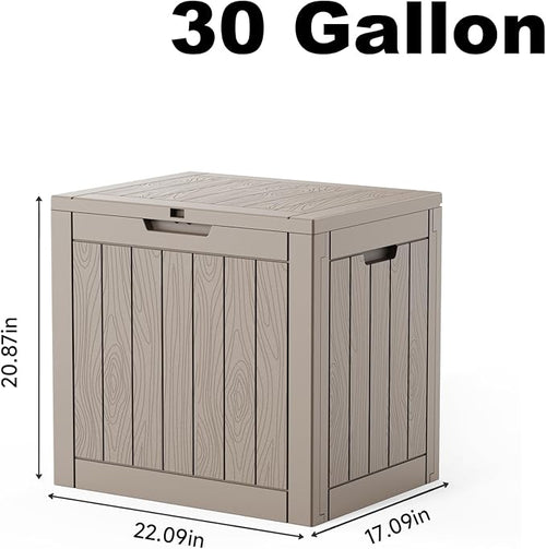 30 Gallon Outdoor Deck Box, Lockable Waterproof Outdoor Storage Boxes For Garden Tools,Indoor Cushions,Accessories Outside Storage Resin Weatherproof Container(Grey)