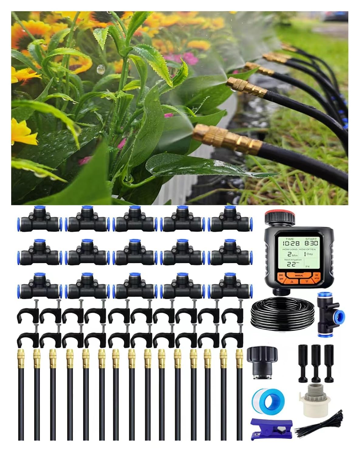 360° adjustable drip irrigation sprinkler kit – garden, main product view