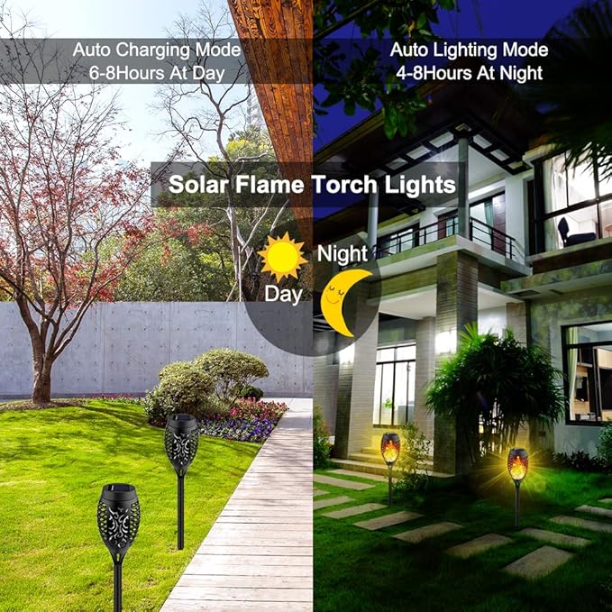 Kurifier Solar Lights Outdoor, 8Pack Solar Torch Light with Flickering Flame, Waterproof Solar Garden Light, Outdoor Solar Lights for Yard, Flame Torches for Outdoor Decorations Decor Yard