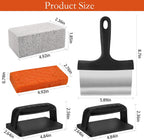 10 Pieces Griddle Cleaning Kit for Blackstone Flat Top Grill | Professional Heavy Huty Scraper, Grill Stones, Scouring Pads and Handles to Remove Grease and Residue from Flat Top Griddles
