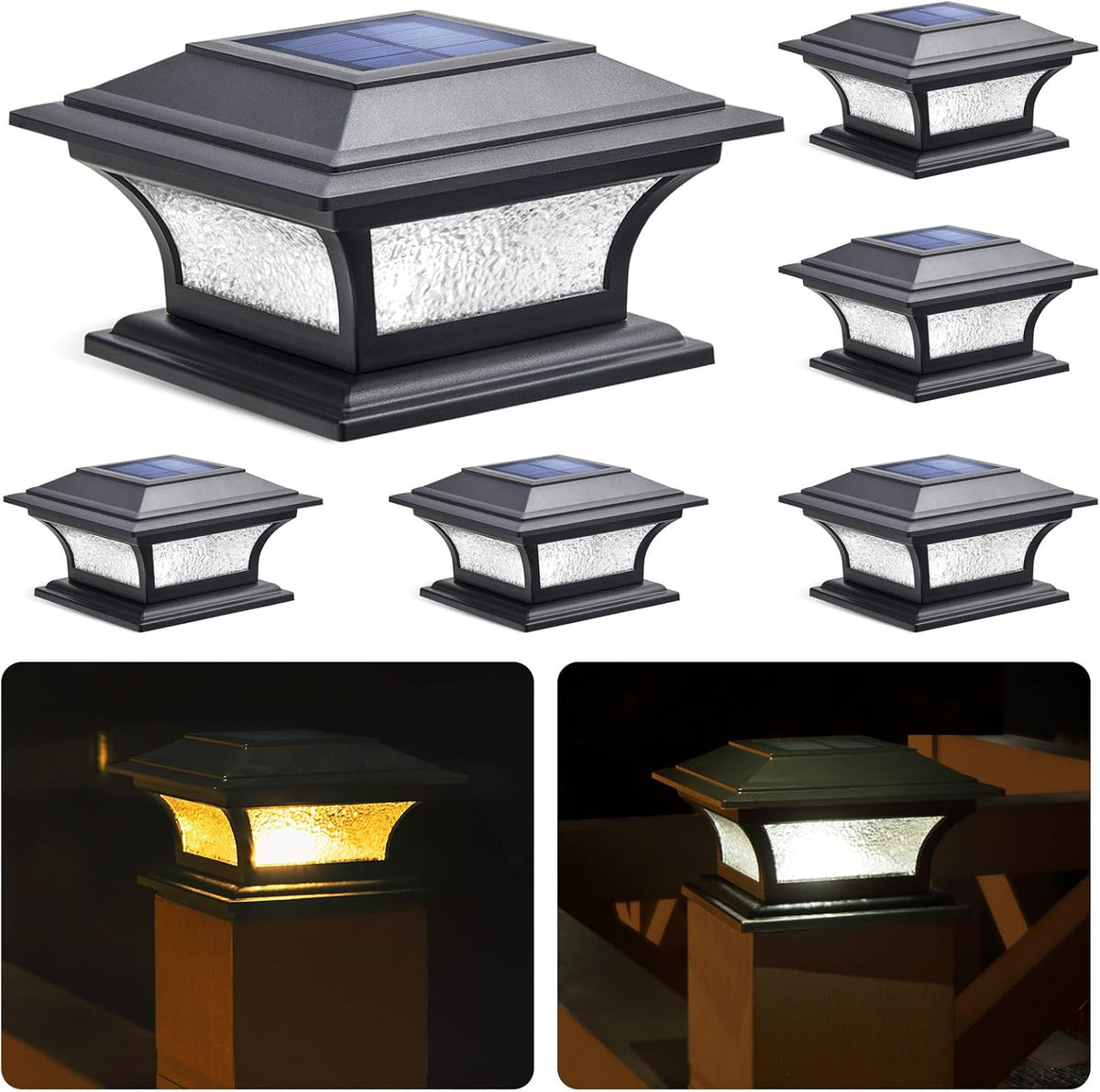 siedinlar solar post lights outdoor glass, 2 modes, main product view