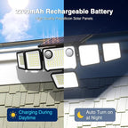 6000LM Solar Lights Outdoor Waterproof, 6 Heads Solar Flood Lights Outdoor with 2 Motion Sensor, 310 LED Motion Light with Remote Control for Yard Outside House Patio 3 Pack