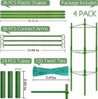 Halatool 4 Pack Tomato Cages for Garden,Up to 48in Adjustable Tomato Cage, Garden Stakes Tomato Trellis for Pots, Tomato Plant Support for Raised Garden Bed & Climbing Vegetables Flowers