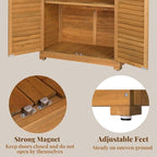 Outvita Outdoor Storage Cabinet, 63in Wooden Garden Tools Shed with 2 Lockable Doors, 3 Adjustable Shelves, Waterproof Roof for Yard Garge Patio Deck Porch, Natural