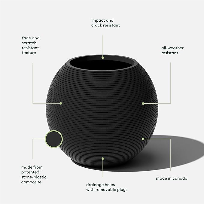 Veradek Strata Series Sphere Round Planter for Patio & Backyard | Durable Plastic-Stone Material | Modern Décor for Tall Trees and Plants