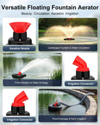 SYY Pond Fountain Aerator, 1HP 15000 GPH 110V Stainless Steel Floating Fountain Pump with Timer, 100FT Power Cord & 2×100FT Rope, Energy Efficient for Water Circulation & Oxygenation in Large Ponds