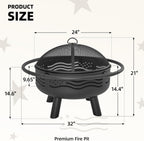 breezz american flag wood-burning fire pit, 32 in shown in use