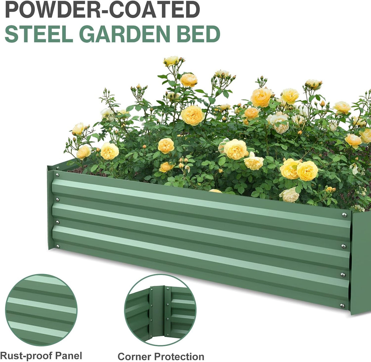 aoodor raised garden bed kit, 4x2x1 ft galvanized showing dimensions