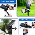 KEV 800 Lumens Solar Spot Lights Outdoor,18 LEDs Solar Flood Lights with 2 Modes &Adjustable &IPX65 Waterproof,Solar Spotlight for Driveway/Backyard/Patio Landscape/Tree/Garage(Warm White,2 Pack)