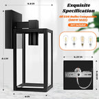 2-Pack Outdoor Wall Lantern, Exterior Waterproof Wall Sconce Light Fixtures, Black Outside Wall Lights with Clear Glass for House, Porch, Front Door, Garage, Patio, Bulbs Not Included